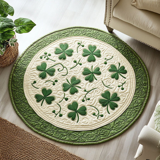 Celtic Clover Quilted Round Mat Shamrock Day Decor St Patricks Day Presents Idea - Pvr