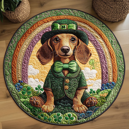 Dachshund Luck Quilted Round Mat Holiday Decorations St Patrick's Day Gift Ideas For Her - Pvr