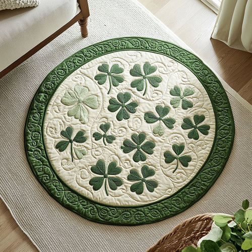 Irish Clover Quilted Round Mat House Decor St Patrick's Day Gift Idea For Lovers - Pvr