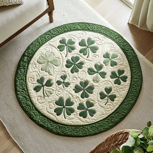 Irish Clover Quilted Round Mat House Decor St Patrick's Day Gift Idea For Lovers - Pvr