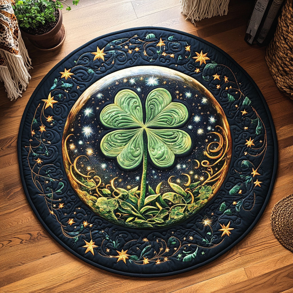 Lucky Clover Quilted Round Mat House Decor Items St Patrick's Day Gifts For Coworkers - Pvr