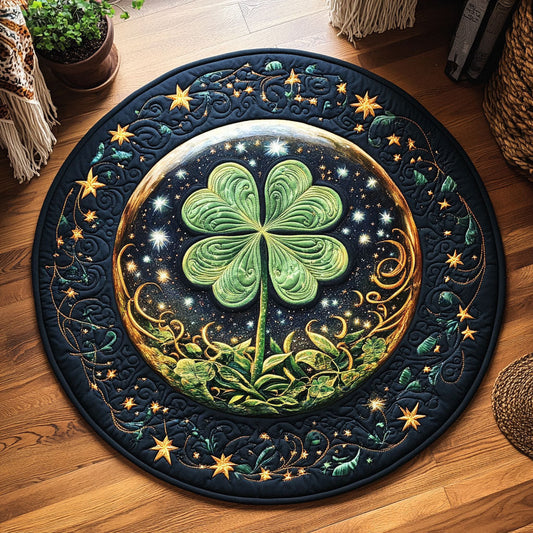 Lucky Clover Quilted Round Mat House Decor Items St Patrick's Day Gifts For Coworkers - Pvr