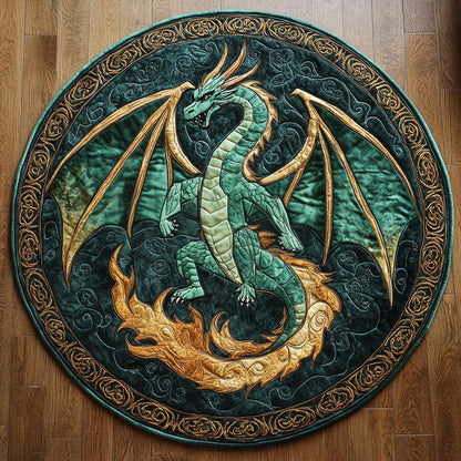 Bloodfang Dragon Quilted Round Mat Holiday Decorations St Patrick's Day Gift For Dragon Lovers - Pvr