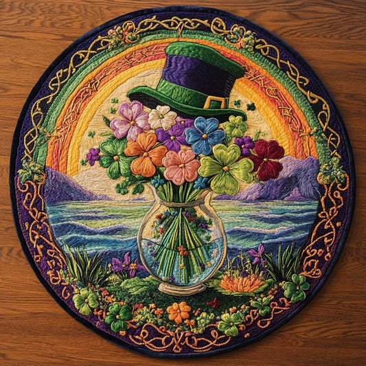 Lucky Shamrock Treasure Quilted Round Mat House Decor Items St Patrick's Day Gifts Idea - Pvr