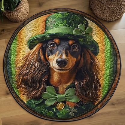 Shamrock Dachshund Quilted Round Mat House Decor St Patrick's Day Gift For Dachshund Lovers - Pvr