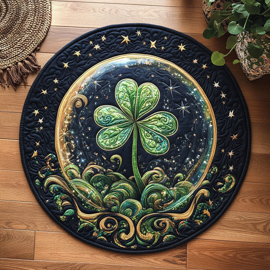 Lucky Clover Quilted Round Mat Shamrock Day Decor St Patricks Day Presents For Her - Pvr