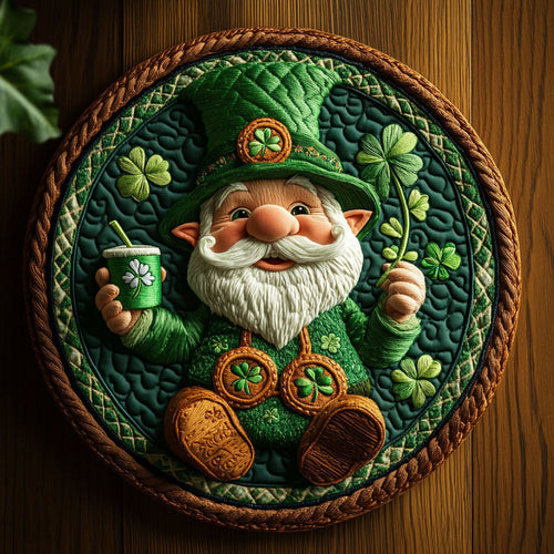 Cheers To The Gnome Quilted Round Mat House Decor Items St Patrick's Day Gift Ideas - Pvr
