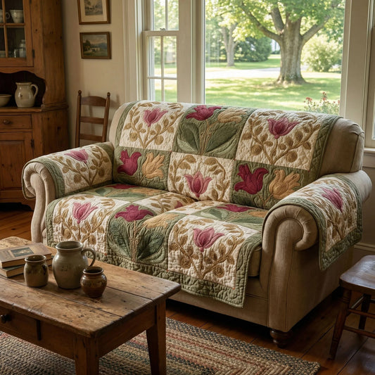 Boho Patchwork Quilted Sofa Cover Colorful Quilt Couch Slipcover Rustic Home Decor Gift For Family