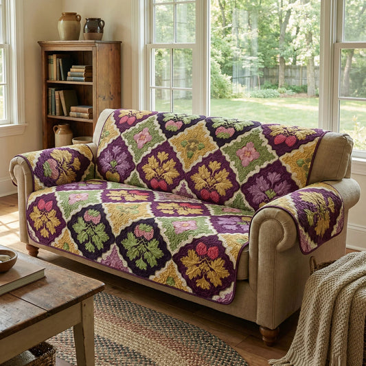 Dark Floral Garden Quilted Sofa Cover Vintage Flower Couch Cover Living Room Home Decor