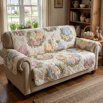 Cute Easter Bunny Quilted Sofa Cover Spring Bunny Couch Cover New Home Gifts