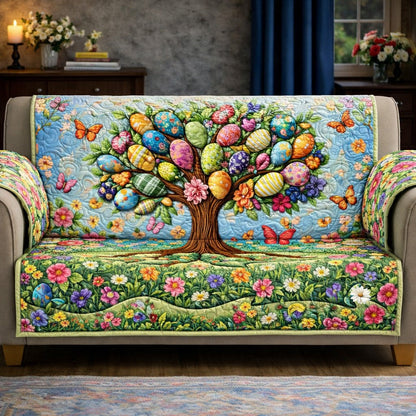 Tree Of Easter Eggs Quilted Sofa Cover Holiday House Decorations Best Easter Presents