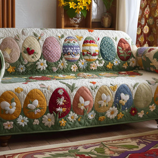 Vintage Springtime Bunnies Quilted Sofa Cover Holiday House Decorations Easter Themed Gifts