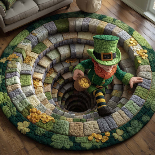 Irish Blessing Quilted Round Mat Leprechaun Round Rugs St Patrick's Day Home Decor Gifts - Printvoro