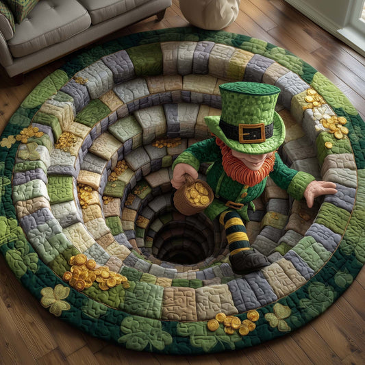 Irish Blessing Quilted Round Mat Leprechaun Round Rugs St Patrick's Day Home Decor Gifts - Printvoro