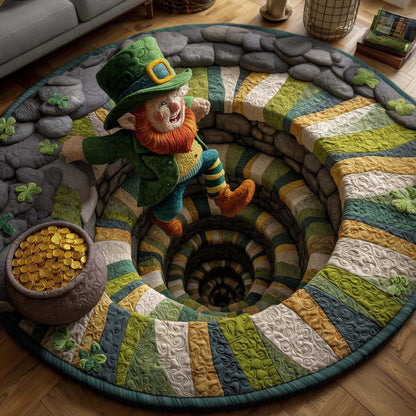St Patrick's Day Quilted Round Mat Leprechaun Round Rugs Irish Holiday Home Decor - Printvoro