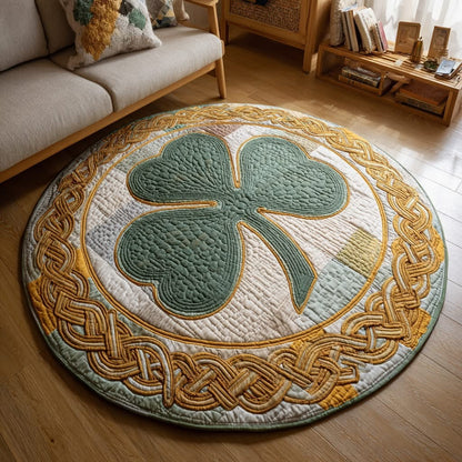 Celtic Knot Halo Quilted Round Mat Shamrock Circle Rug St Patrick's Day Decor Gifts For Irish - Printvoro