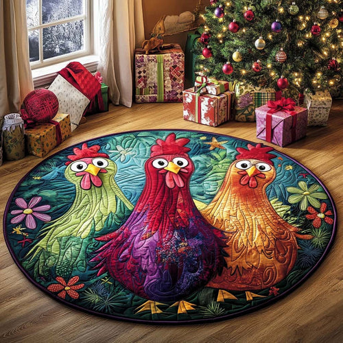 Clucky Cozy Mat Quilted Round Mat Animal Themed Cozy Home Decor Chicken Lover Gifts
