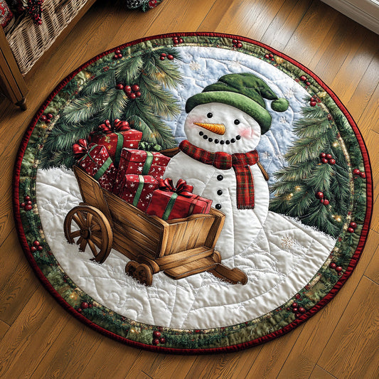 Gift Trail Frosty Quilted Round Mat Winter Themed Christmas Home Decor Funny Secret Santa Gifts