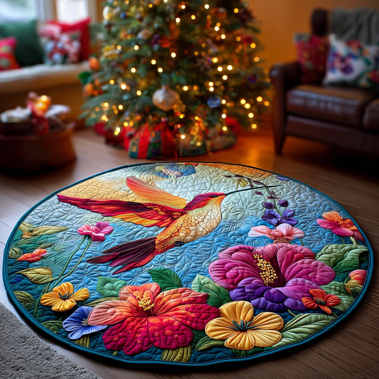 Hummingbird Whispering Wings Garden Quilted Round Mat Natural Home Decor Gifts For Mother