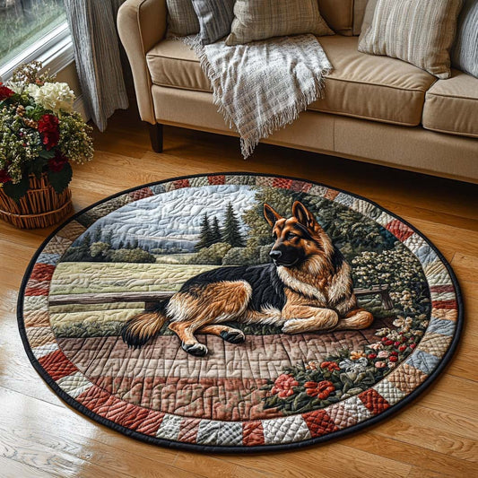 German Shepherd Loyal Guardian Quilted Round Mat Holiday Decor Christmas Gifts For Dog Lovers