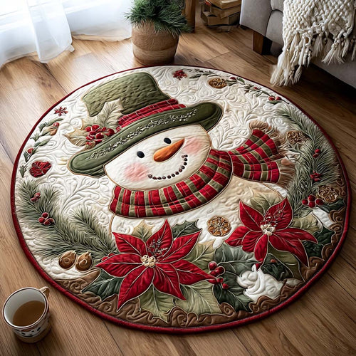 Holiday Cheer Snowman Quilted Round Mat Season Home Decor Snowman Lover Xmas Presents