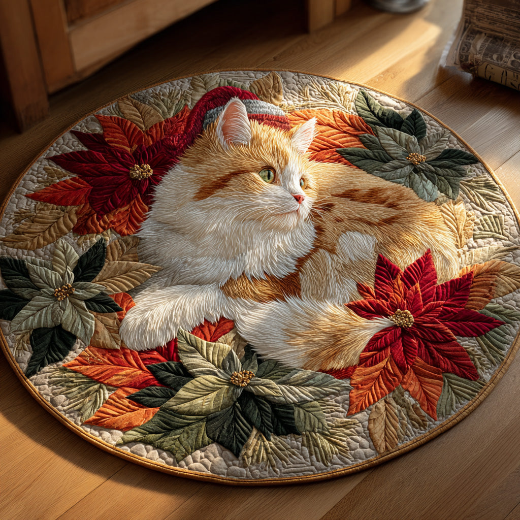 Cat Cozy Light Whispe Quilted Round Mat Animal Themed Cozy Home Decor Cat Gifts For Christmas