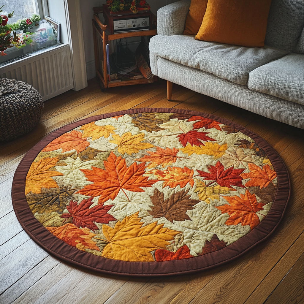 Autumn Glow Quilted Round Mat Autumn Themed Rustic Home Decor Gifts For Girlfriend