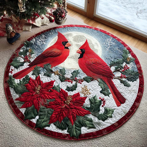 Holiday Cardinal Spirit Quilted Round Mat Winter Home Decor Best Christmas Gifts