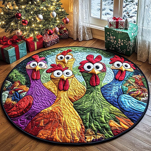 Chicken Morning Cluck Quilted Round Mat Animal Home Decor Chicken Lover Christmas Gifts