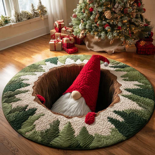 Gnome Drop Quilted Round Mat Christmas Home Decor Gnome Lover Christmas Gifts