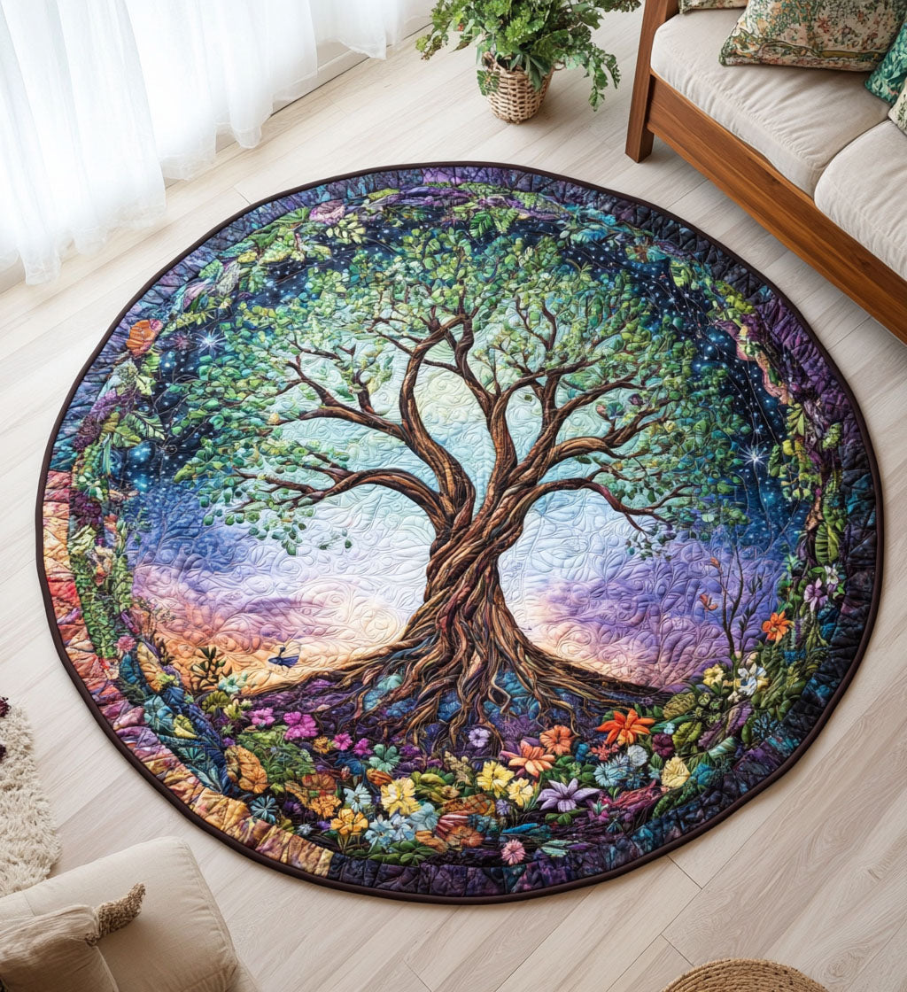 Arboreal Symphony Quilted Round Mat House Decor Items Christmas Gifts For BFFs