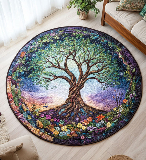 Arboreal Symphony Quilted Round Mat House Decor Items Christmas Gifts For BFFs