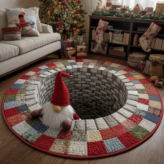 Jolly Descent Quilted Round Mat Holiday Cozy Vibe Home Decor Christmas Gifts For Dad