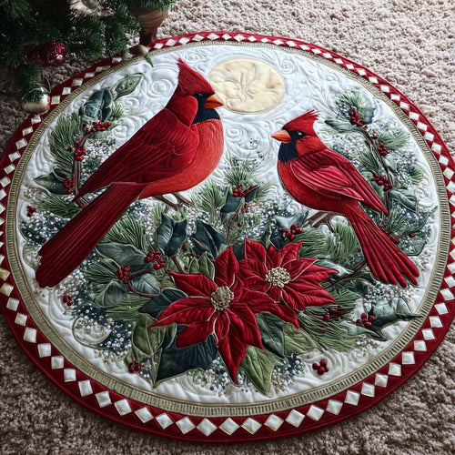 Everlasting Cardinals Quilted Round Mat Cozy Living Decor Christmas Gifts For Cardinal Lovers