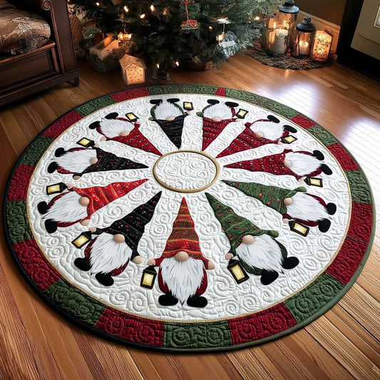 Gnome Gathering Quilted Round Mat Holiday Decor Christmas Mat Xmas Gifts For Dad