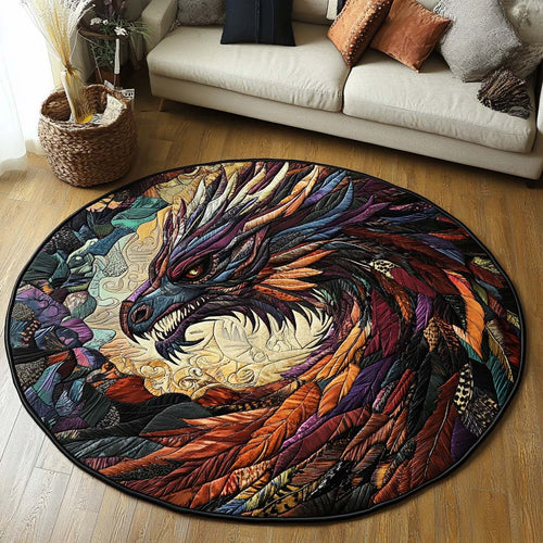 Dragon Lair Quilted Round Mat Interior Decor Accents Fantasy Themed Dragon Lover Unqiue Gifts