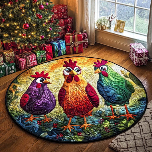 Happy Chicken Round Quilted Round Mat Home Decor Ideas Christmas Gifts For Chicken Lover