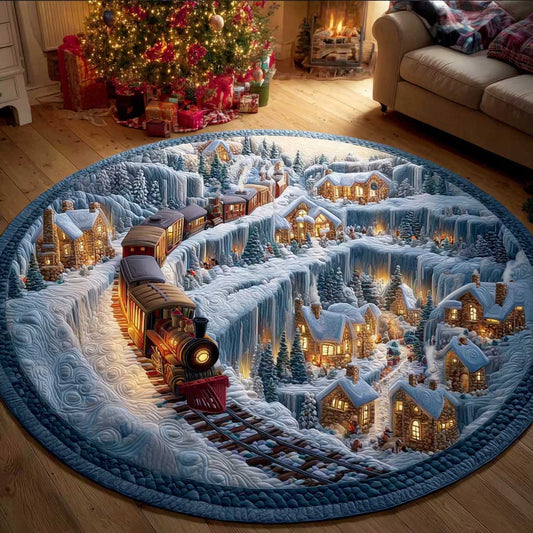 Little Town Holiday Quilted Round Mat Xmas Home Decor Christmas Gifts For Him