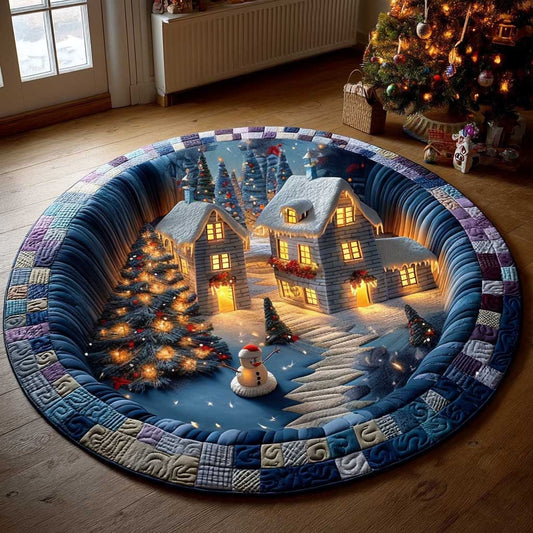 Merry Christmas Hamlet Quilted Round Mat Winter Home Decor Christmas Gift Ideas