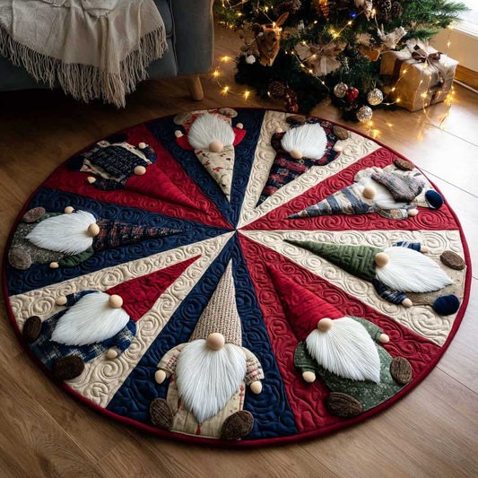 Gnome Parade Quilted Round Mat Holiday Home Decor Gnome Lover Christmas Gifts
