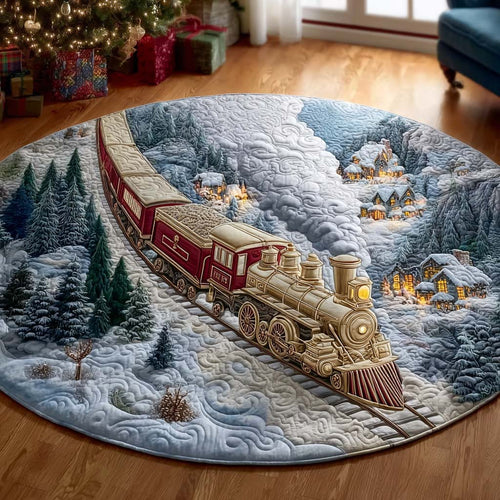 A Cozy Christmas Town Quilted Round Mat Home Decor Items Christmas Gifts For Grandma
