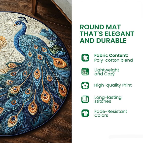 Cat Crimson Noel Charm Quilted Round Mat Christmas Themed Animal Home Decor Cat Xmas Gifts - Printvoro