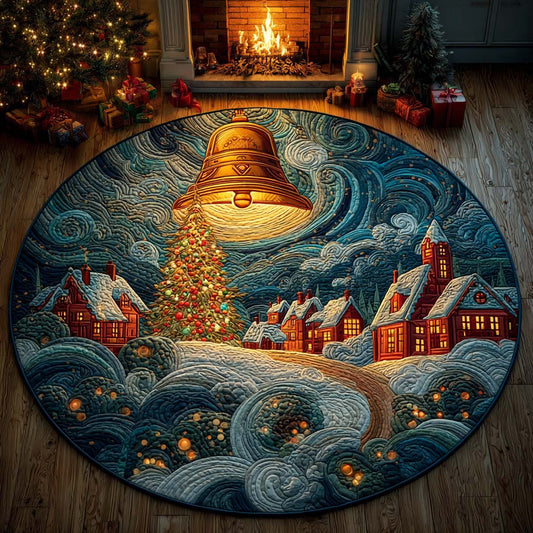Golden Bellscape Quilted Round Mat Xmas Home Decor Home Accessories Christmas Gifts