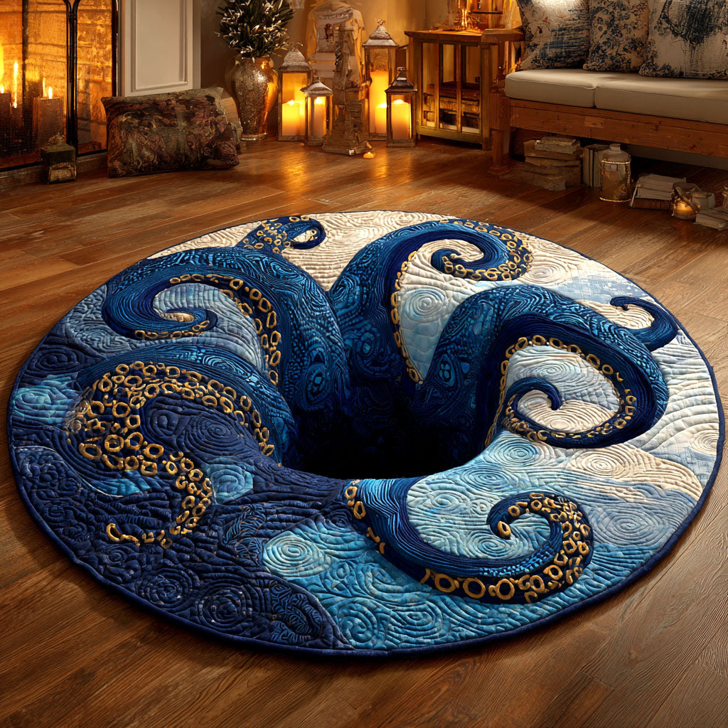 Abyss Tentacles Quilted Round Mat Aesthetic Home Decor Gifts For Animal Lovers