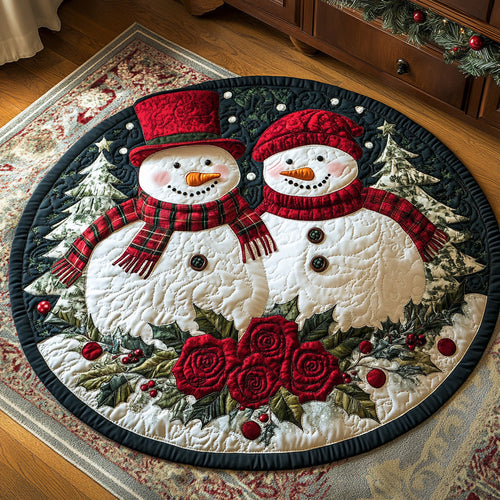 Crimson Frost Pair Quilted Round Mat Christmas Home Decor Christmas Gift For Friends