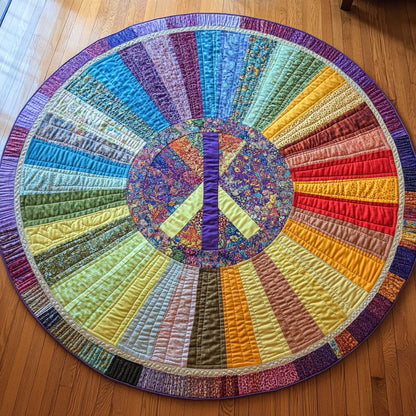 Chromatic Charm Quilted Round Mat Hippie Style Hippie Home Decor Gifts For Girlfriend