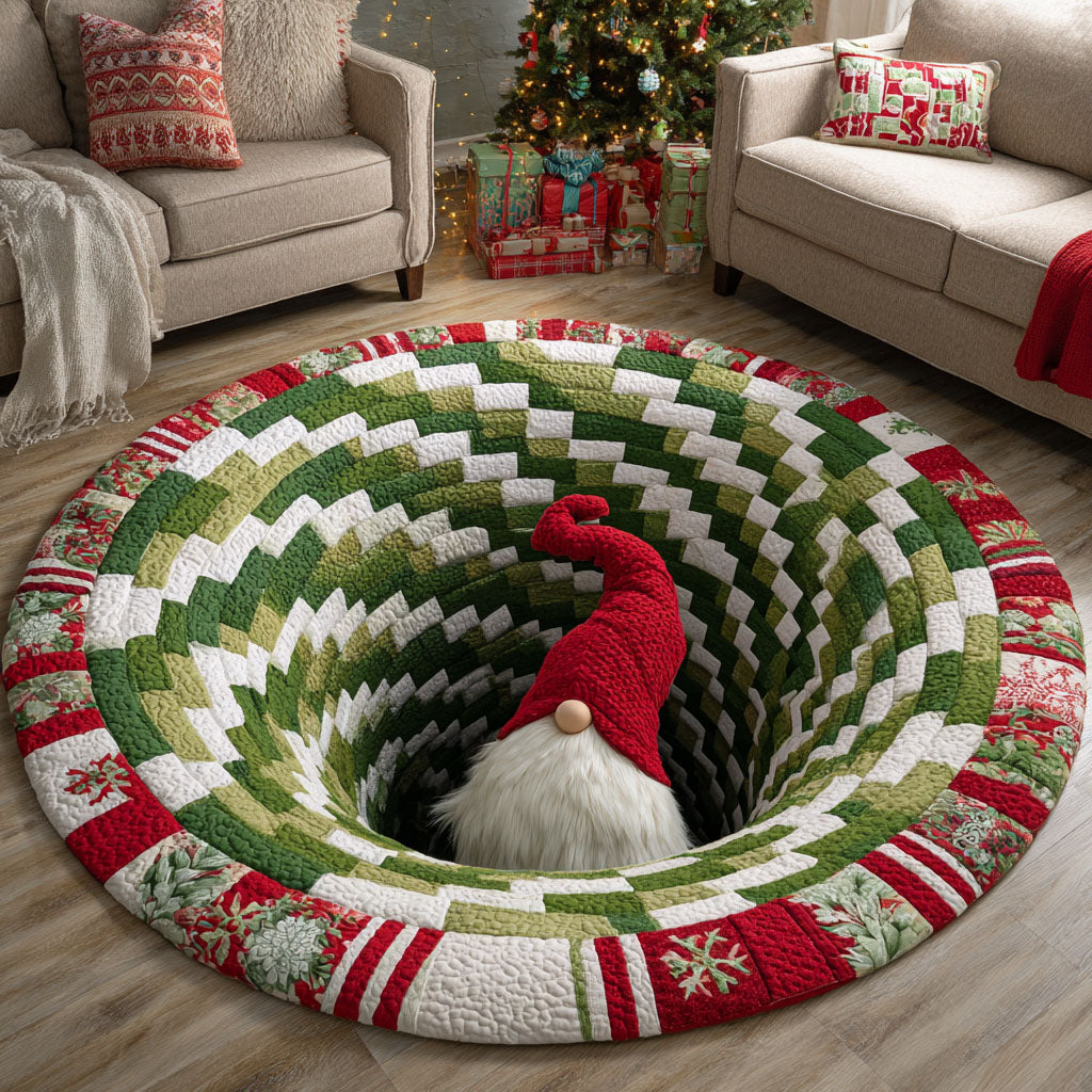 Gnome Holiday Spark Quilted Round Mat Holiday Home Decor Cool Christmas Gifts