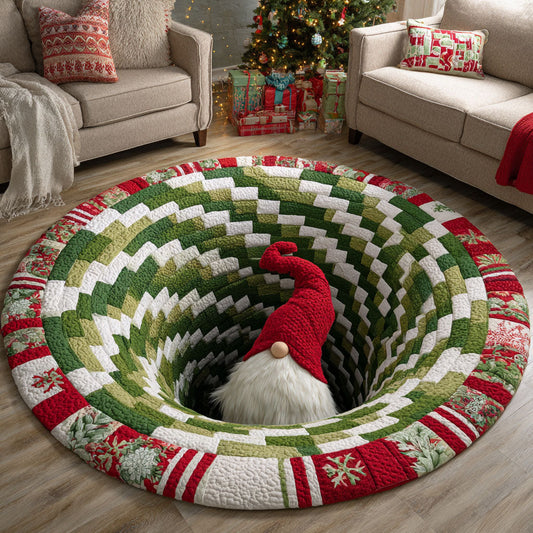 Gnome Holiday Spark Quilted Round Mat Holiday Home Decor Cool Christmas Gifts