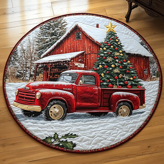Home For Christmas Quilted Round Mat Winter Home Decor Christmas Gifts For Truckers