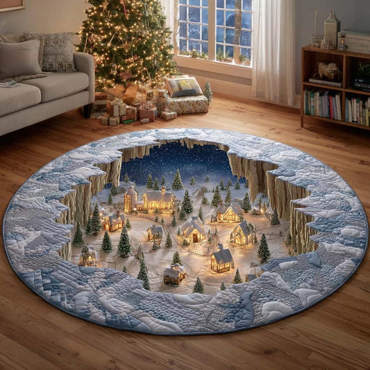 Holly Town Harmony Quilted Round Mat Christmas Themed Cozy Home Decor Good Christmas Gifts